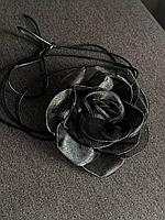 Чокер-шнурок Черный цветок
