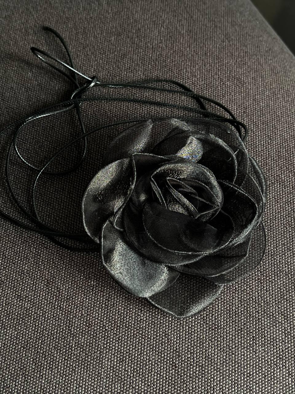 Чокер-шнурок Черный цветок - фото 1 - id-p218316352