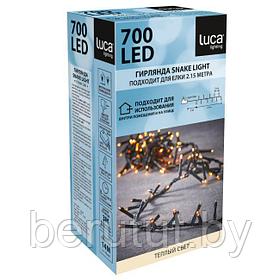 Гирлянда уличная светодиодная нить 14 м, 8 режимов, 700 ламп теплый белый Luca Lighting