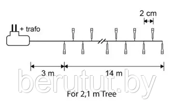 Гирлянда уличная светодиодная нить 14 м, 8 режимов, 700 ламп теплый белый Luca Lighting - фото 9 - id-p219207684