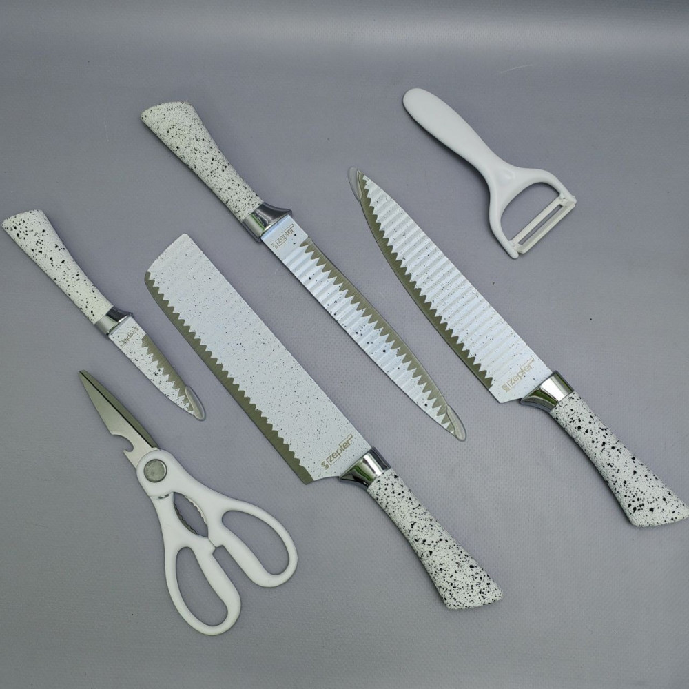 Набор кухонных ножей из нержавеющей стали 6 предметов ZEPTEP ZP-003/ Подарочная упаковка - фото 4 - id-p219210166