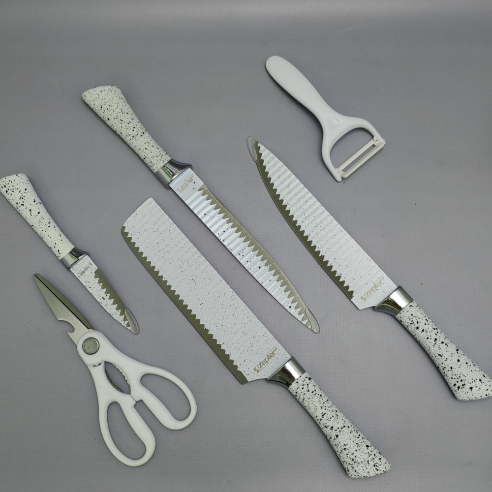 Набор кухонных ножей из нержавеющей стали 6 предметов ZEPTEP ZP-003/ Подарочная упаковка - фото 7 - id-p219210166