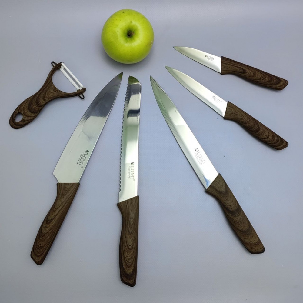 Набор кухонных ножей из нержавеющей стали 6 предметов Alomi ALM-0018A/ Подарочная упаковка - фото 2 - id-p219210167