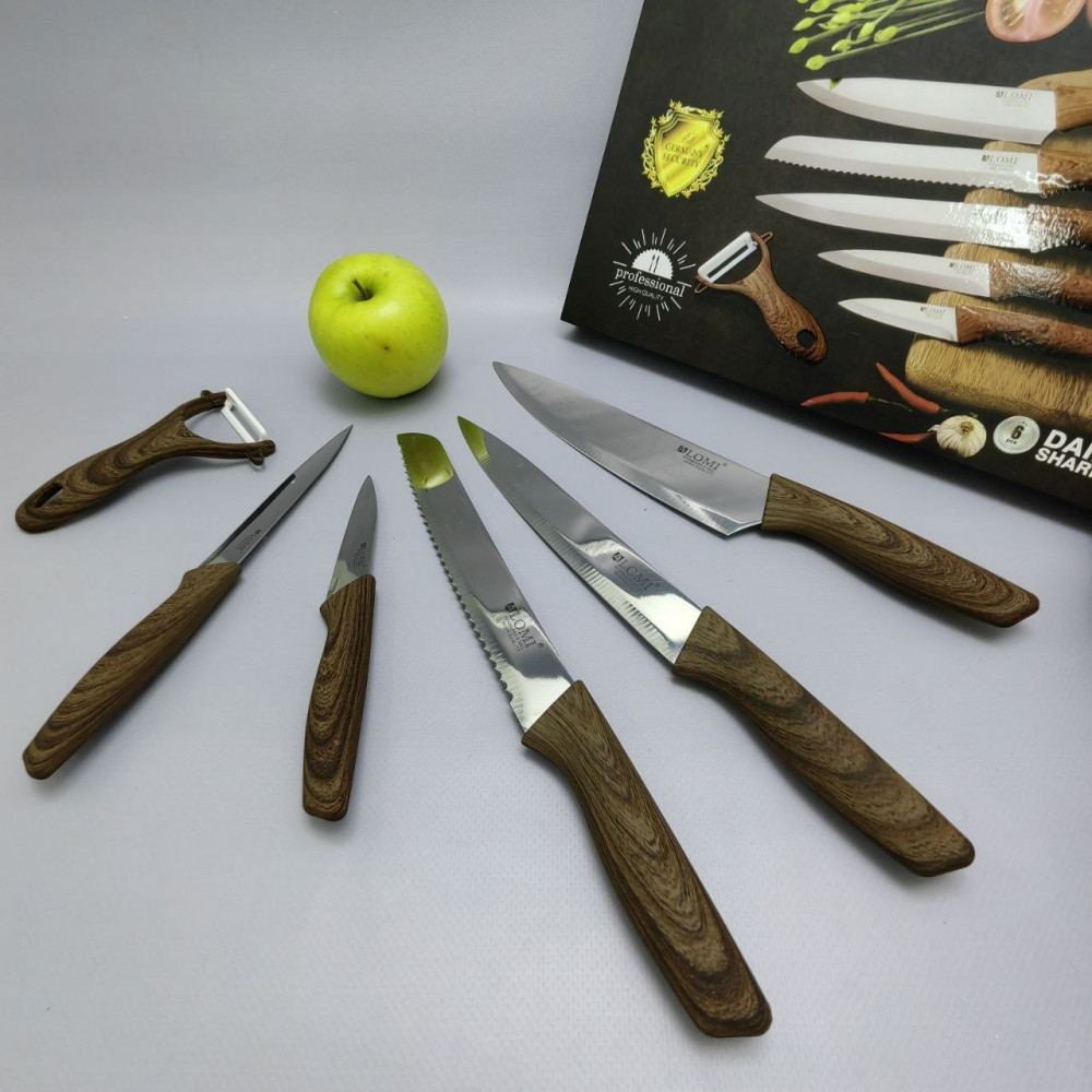 Набор кухонных ножей из нержавеющей стали 6 предметов Alomi ALM-0018A/ Подарочная упаковка - фото 6 - id-p219210167