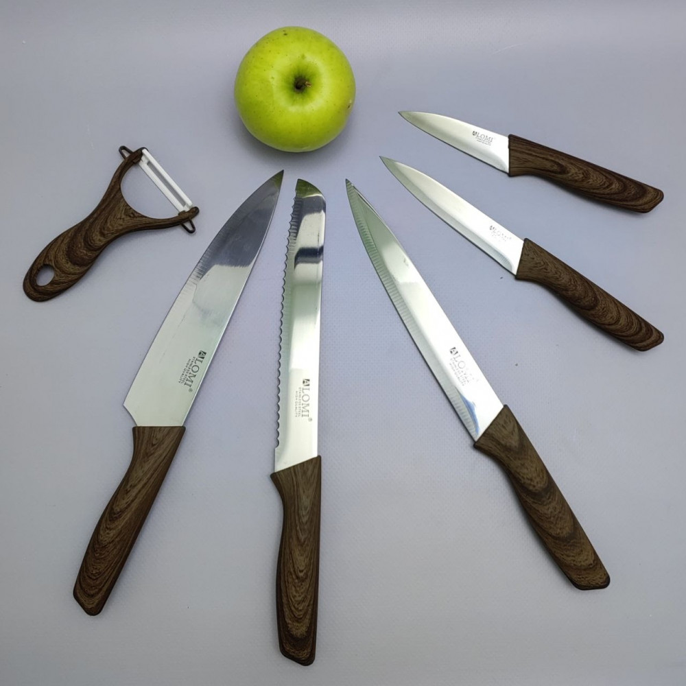 Набор кухонных ножей из нержавеющей стали 6 предметов Alomi ALM-0018A/ Подарочная упаковка - фото 7 - id-p219210167