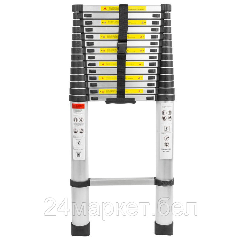 Лестница телескопическая алюминиевая односекционная (5.8м,15ступенек, max нагрузка 150кг, вес 14.3кг) Forsage - фото 2 - id-p219208440