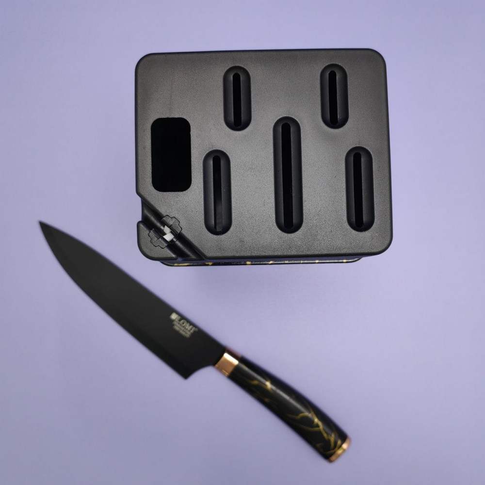 Набор кухонных ножей из нержавеющей стали 7 предметов Alomi на подставке / Подарочная упаковка - фото 3 - id-p219210176