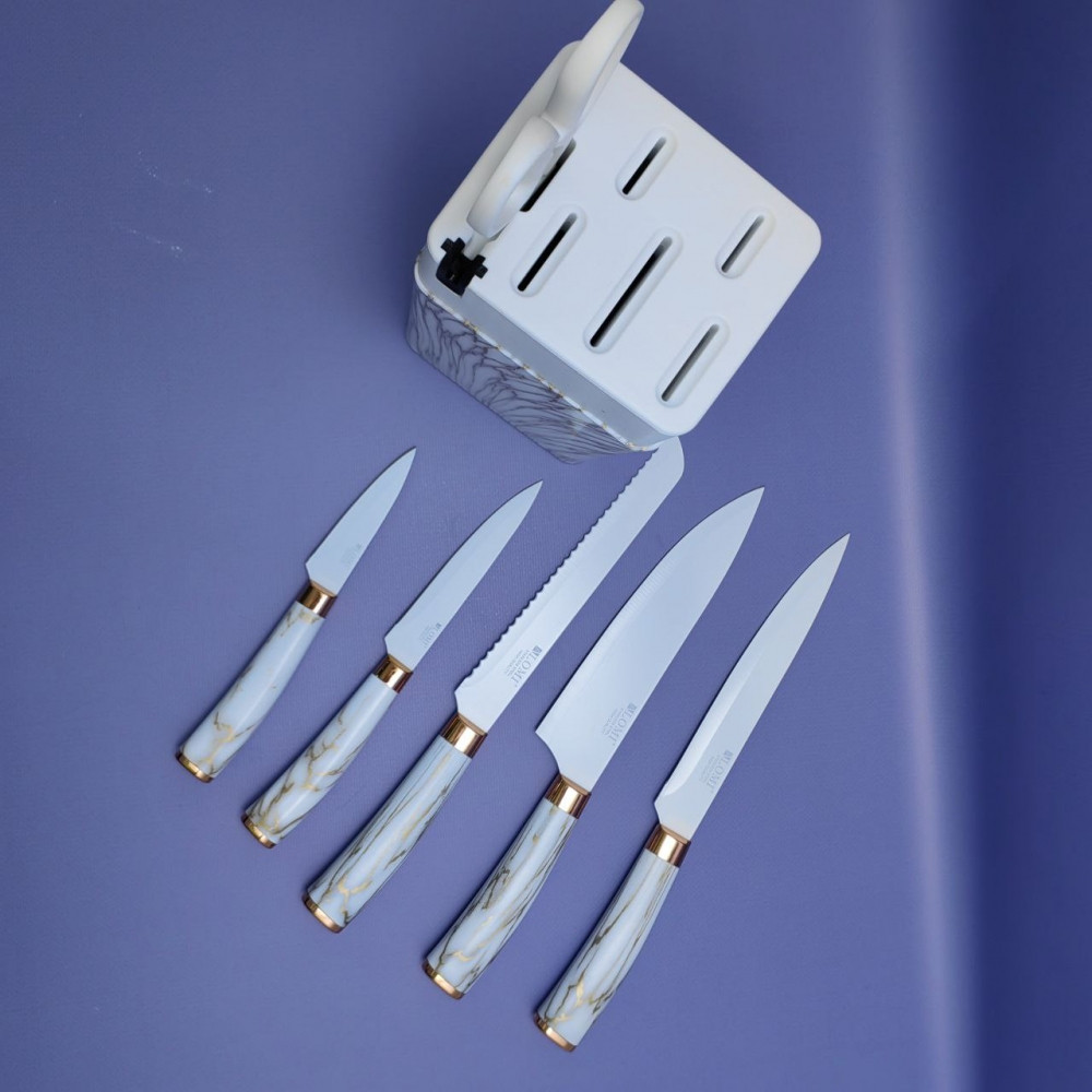 Набор кухонных ножей из нержавеющей стали 7 предметов Alomi на подставке / Подарочная упаковка - фото 5 - id-p219210176