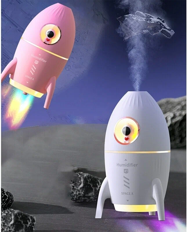 Увлажнитель (аромадиффузор) воздуха Ракета Rocket Humidifier HX-851 с подсветкой 350 ml Розовый - фото 8 - id-p219210202