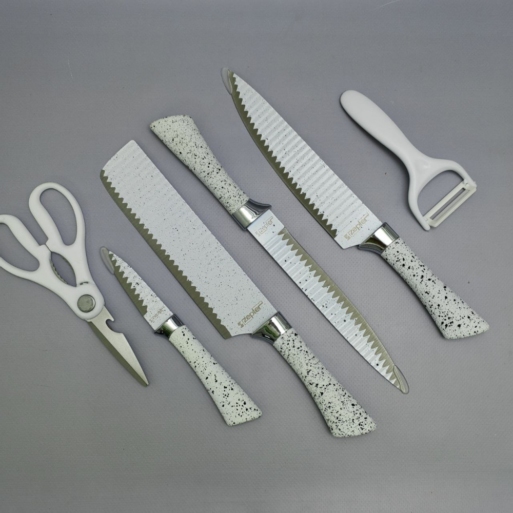 Набор кухонных ножей из нержавеющей стали 6 предметов ZEPTEP ZP-003/ Подарочная упаковка - фото 6 - id-p219210208