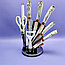 Набор кухонных ножей из нержавеющей стали 9 предметов Alomi на подставке / Подарочная упаковка Белый мрамор, фото 8