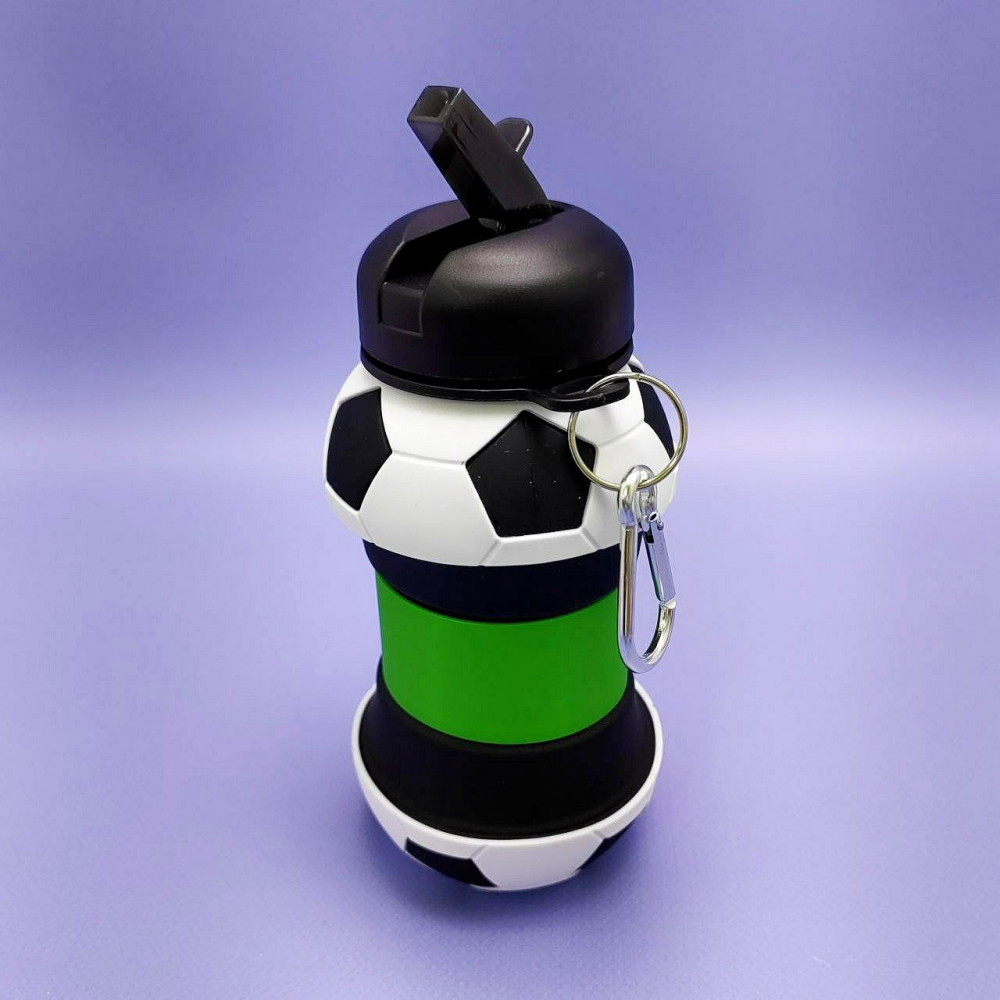 Бутылка складная силиконовая спортивная Silicon Bottle Sport, 550 мл. с карабином и поильником Теннис - фото 7 - id-p219210218