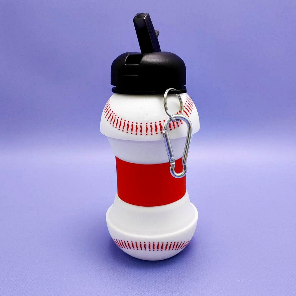 Бутылка складная силиконовая спортивная Silicon Bottle Sport, 550 мл. с карабином и поильником Теннис - фото 10 - id-p219210218
