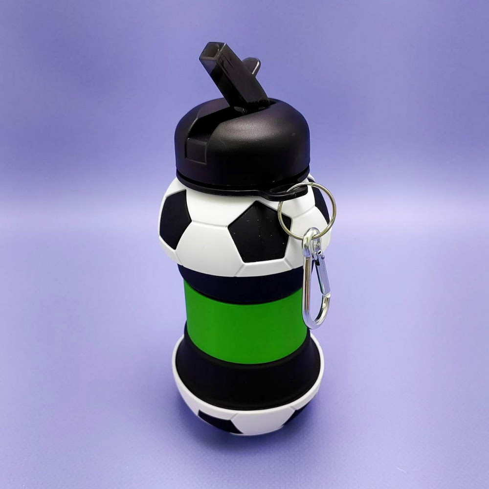 Бутылка складная силиконовая спортивная Silicon Bottle Sport, 550 мл. с карабином и поильником Баскетбол - фото 7 - id-p219210219