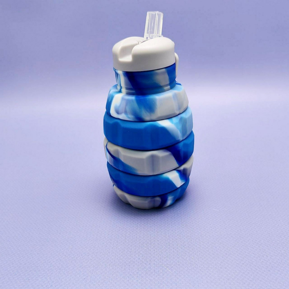 Бутылка складная силиконовая спортивная Silicon Bottle, 500 ml Синий камуфляж - фото 8 - id-p219210221