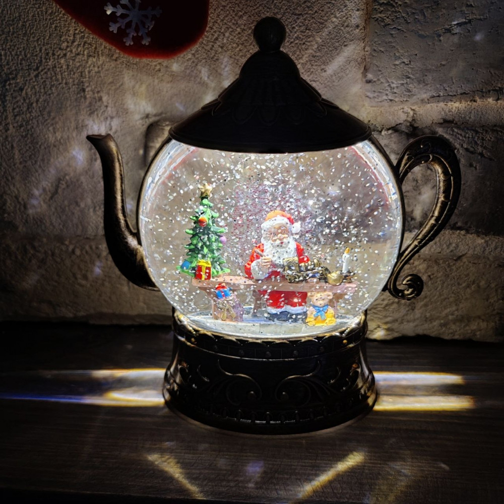 Светильник - ночник со снегом музыкальный декоративный на Рождество и Новый Год Happy Holiday Дед Мороз (2 - фото 8 - id-p219210224