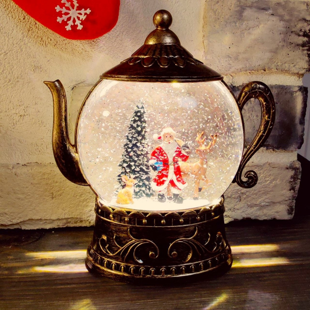 Светильник - ночник со снегом музыкальный декоративный на Рождество и Новый Год Happy Holiday Дед Мороз (2 - фото 9 - id-p219210224