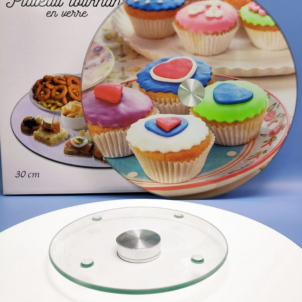Подставка для торта / Поворотный стол для кондитера на стеклянном крутящемся диске, -30см, Plateau tournant en - фото 2 - id-p219210233