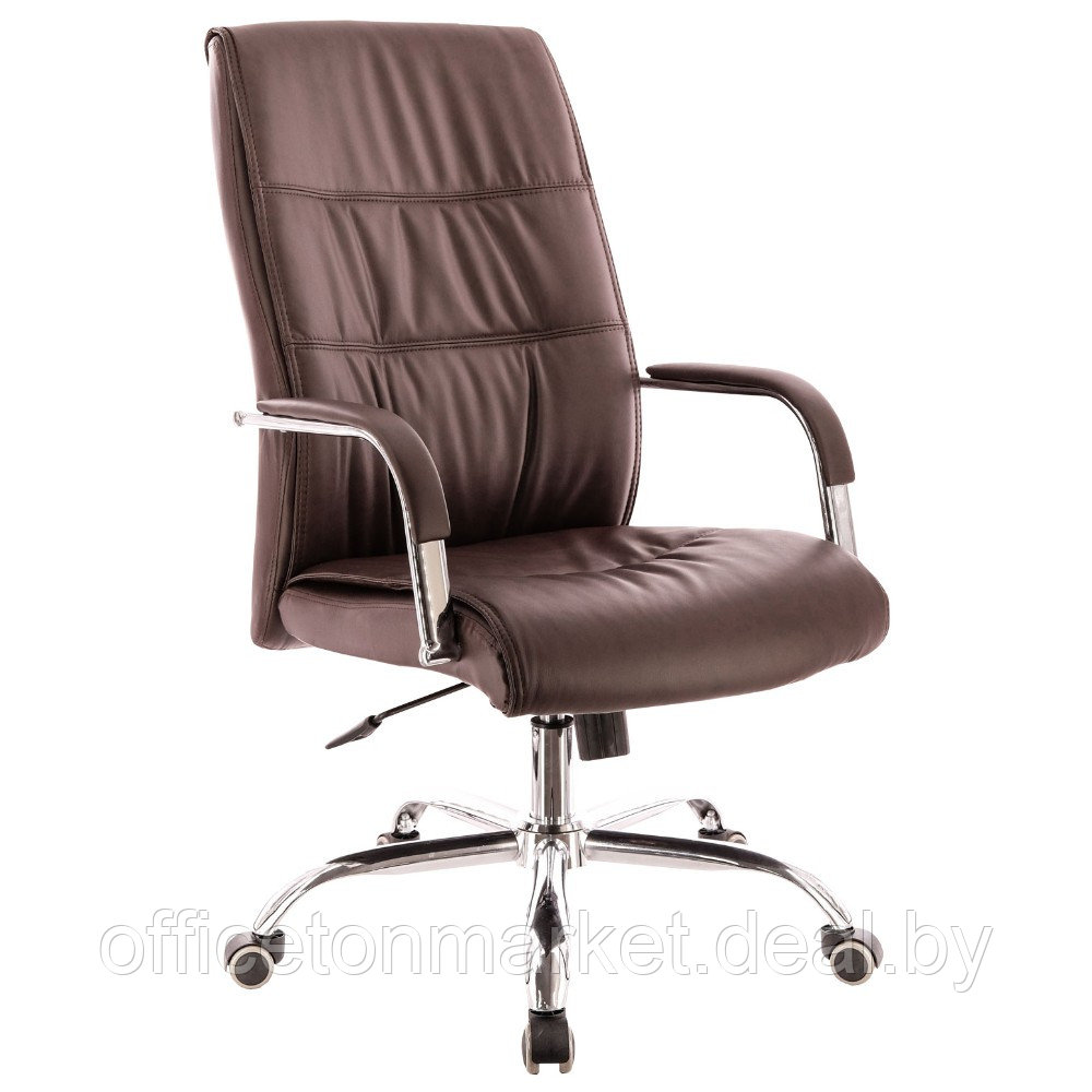 Кресло для руководителя Everprof "Bond", экокожа, хром, коричневый - фото 1 - id-p219207909