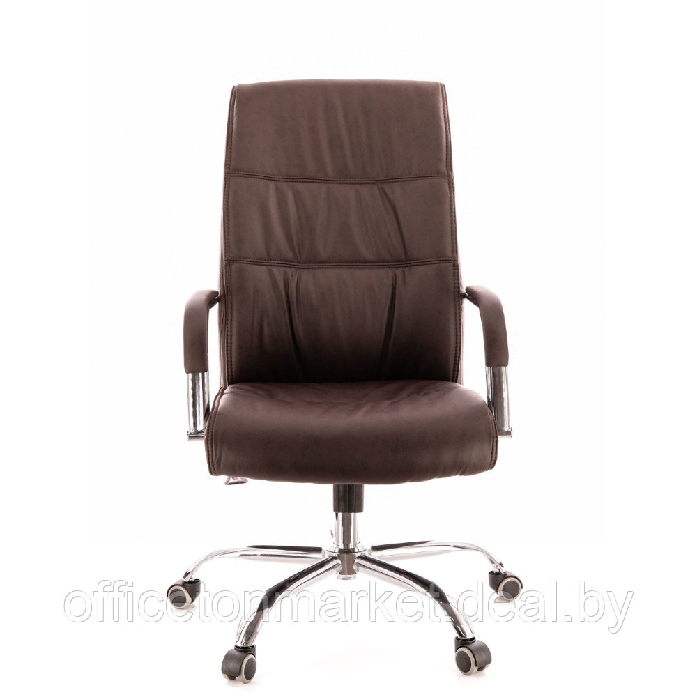 Кресло для руководителя Everprof "Bond", экокожа, хром, коричневый - фото 2 - id-p219207909