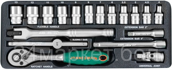 Универсальный набор инструментов Jonnesway S04H2118S (18 предметов) - фото 2 - id-p219068188