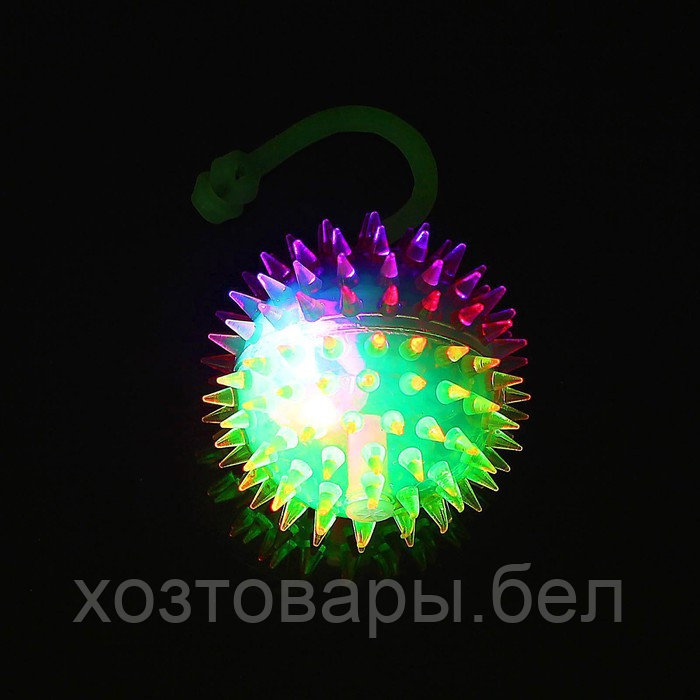 Мяч d-6,5см «Ёжик», световой, с пищалкой цвета МИКС - фото 4 - id-p219210148