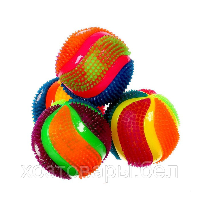 Мяч d-6,5см световой «Спорт» с пищалкой, цвета МИКС - фото 1 - id-p219210152