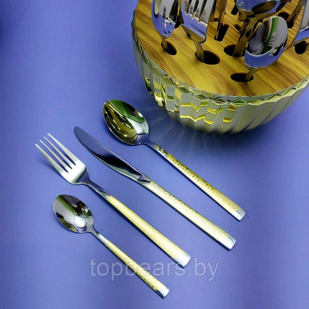 Набор столовых приборов в рифленом футляре - яйце Maxiegg 24 предмета / Премиум класс Золото - фото 8 - id-p219213658