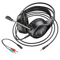 Наушники с микрофоном HOCO W106, полноразмерные игровые, USB+3,5 мм, 1.8 м., черный 556637