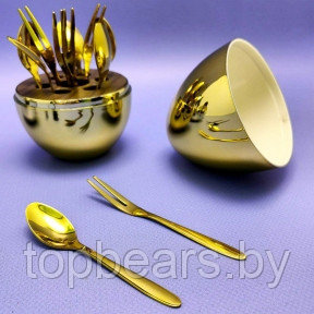 Набор столовых приборов в Яйце - подставке Miniegg 12 предметов Золото - фото 1 - id-p219213667