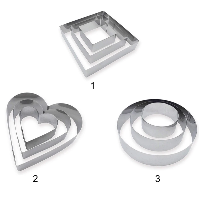 Набор форм металлических для выпечки, салатов и печенья Dessert Rings 3 шт. разного размера Цветок - фото 4 - id-p219213943