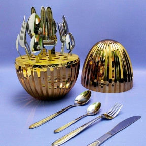 Набор столовых приборов в рифленом футляре - яйце Maxiegg 24 предмета / Премиум класс Пыльная роза - фото 1 - id-p219213949