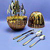 Набор столовых приборов в рифленом футляре - яйце Maxiegg 24 предмета / Премиум класс Пыльная роза, фото 3