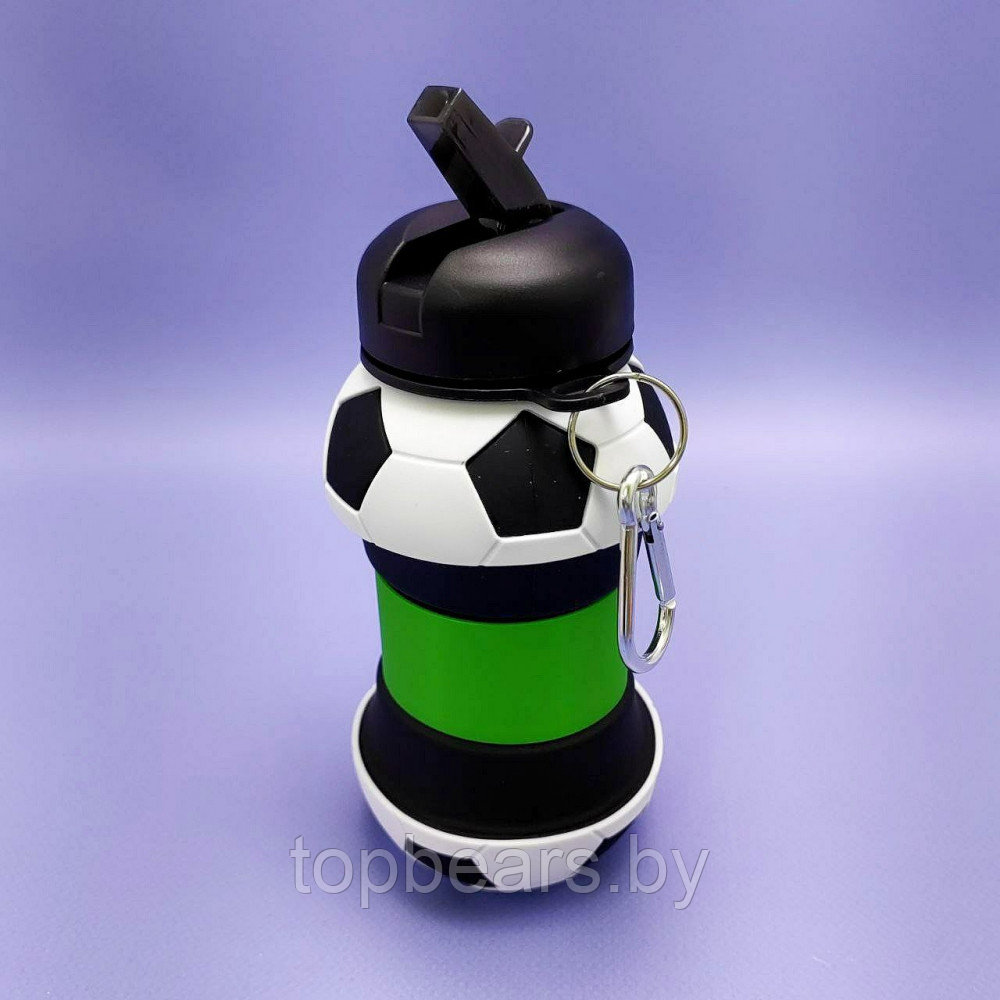 Бутылка складная силиконовая спортивная Silicon Bottle Sport, 550 мл. с карабином и поильником Баскетбол - фото 7 - id-p219213676