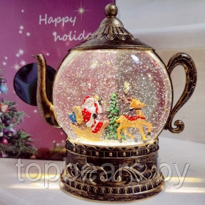 Светильник - ночник со снегом музыкальный декоративный на Рождество и Новый Год Happy Holiday Дед Мороз (2
