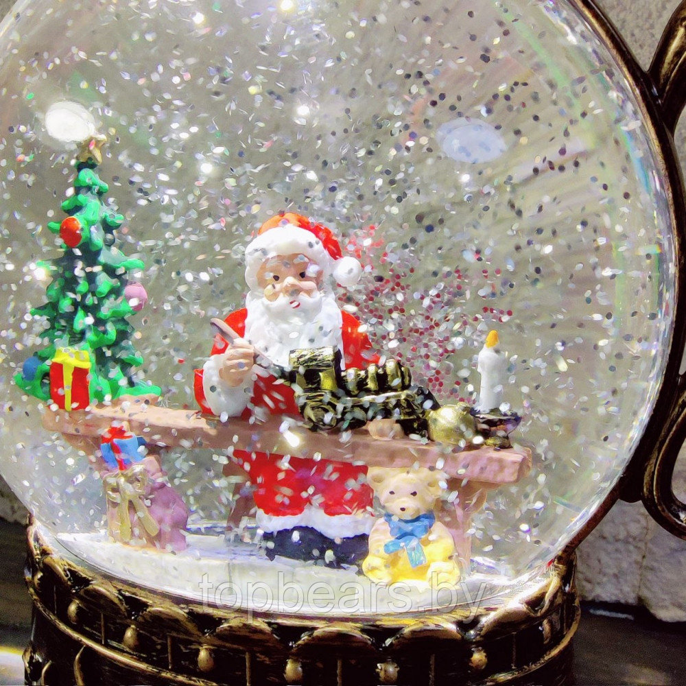 Светильник - ночник со снегом музыкальный декоративный на Рождество и Новый Год Happy Holiday Дед Мороз (2 - фото 4 - id-p219213681
