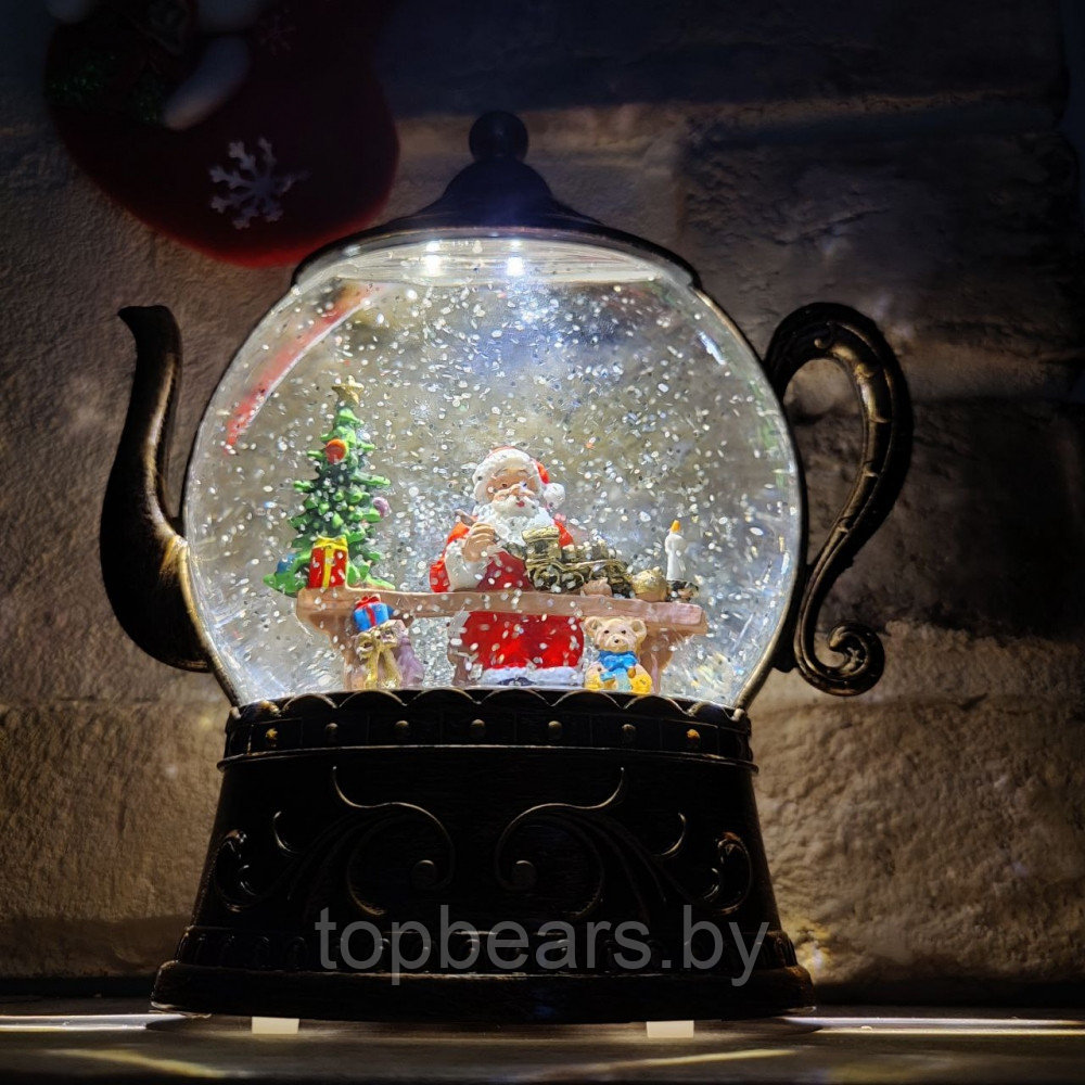 Светильник - ночник со снегом музыкальный декоративный на Рождество и Новый Год Happy Holiday Дед Мороз (2 - фото 7 - id-p219213681