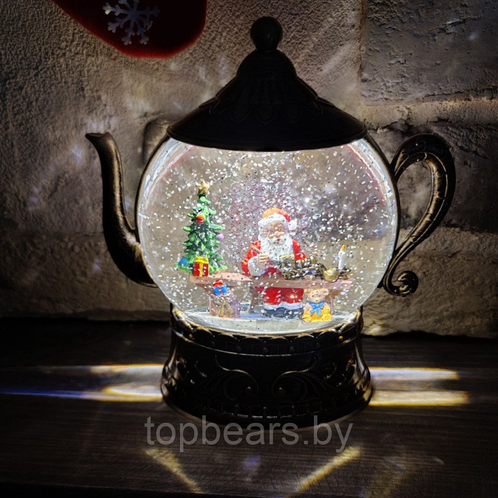 Светильник - ночник со снегом музыкальный декоративный на Рождество и Новый Год Happy Holiday Дед Мороз (2 - фото 8 - id-p219213681