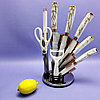 Набор кухонных ножей из нержавеющей стали 9 предметов Alomi на подставке / Подарочная упаковка Белый мрамор, фото 9