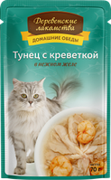 Деревенские лакомства Домашние обеды (тунец с креветкой в желе), 70 гр