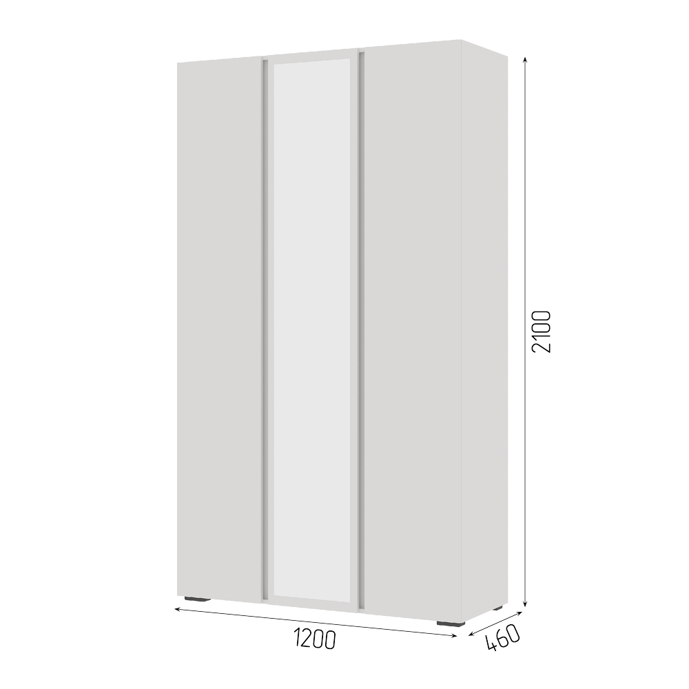 Шкаф 3х створчатый с зеркалом Хелен ШК-02 - Белый (Стендмебель) - фото 2 - id-p219213067