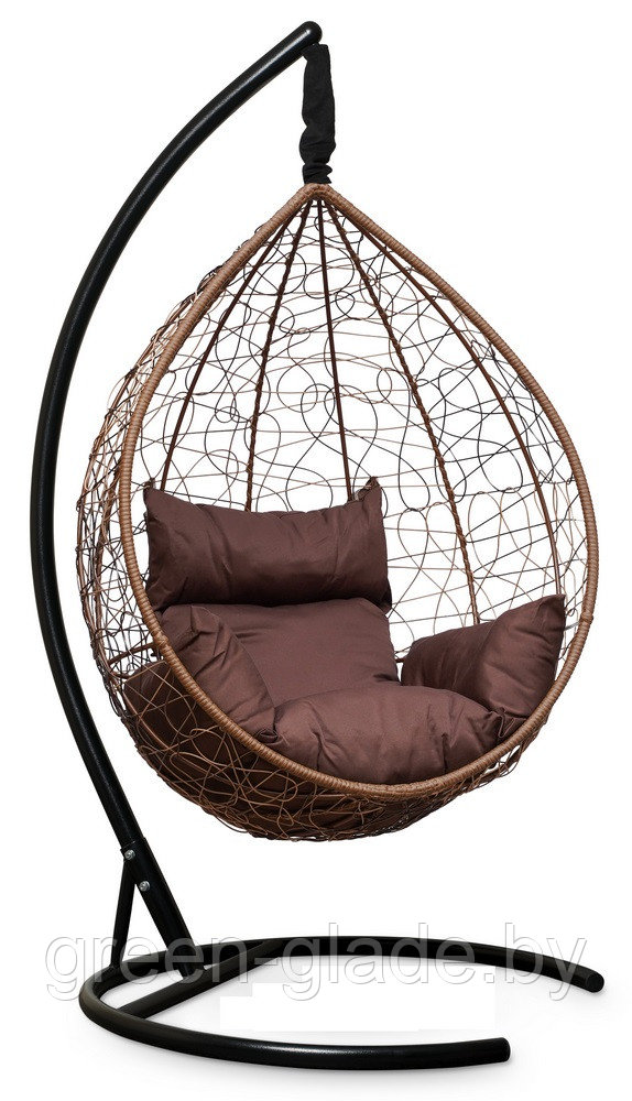 Подвесное кресло-кокон SEVILLA ротанг горячий шоколад, подушка коричневая - фото 3 - id-p3213086