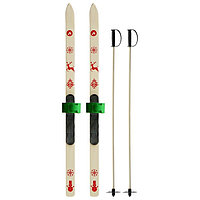 Лыжный комплект, 100 см, с креплениями и палками длиной 80 см, цвета микс