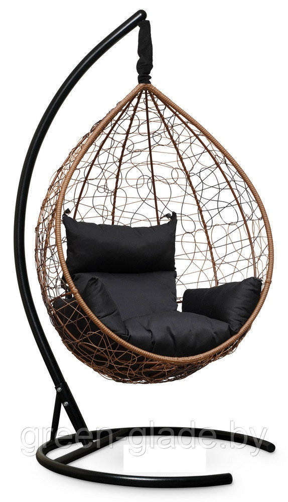 Подвесное кресло-кокон SEVILLA из ротанга горячий шоколад-черный с каркасом - фото 3 - id-p3215500