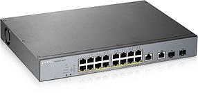 ZYXEL GS1350-18HP-EU0101F L2 коммутатор PoE+ для IP-видеокамер 16xGE PoE+, 2xCombo (SFP/RJ-45), бюджет PoE 250