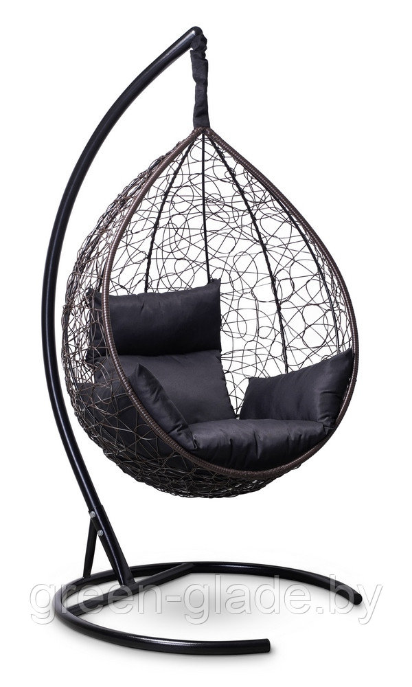 Подвесное кресло-кокон SEVILLA из ротанга коричневый, черный подушка - фото 4 - id-p68628357