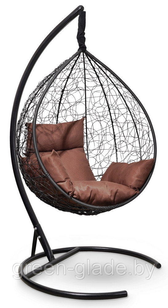 Подвесное кресло-кокон SEVILLA из ротанга черный, коричневый подушка - фото 3 - id-p68628327