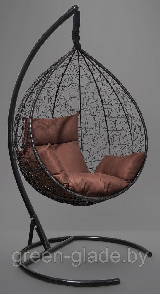 Подвесное кресло-кокон SEVILLA из ротанга черный, коричневый подушка - фото 4 - id-p68628327