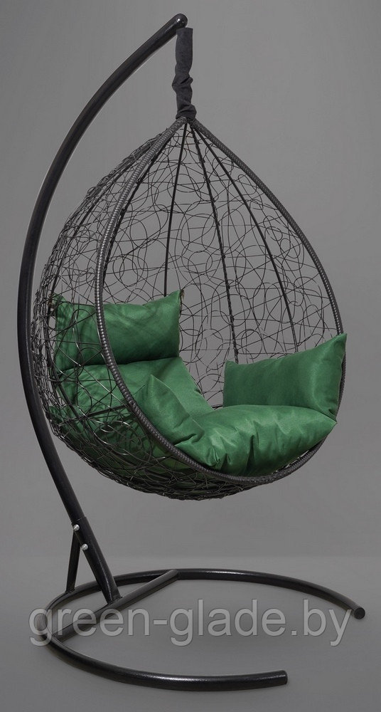 Подвесное кресло-кокон SEVILLA из ротанга черный, зеленый подушка - фото 3 - id-p68628368