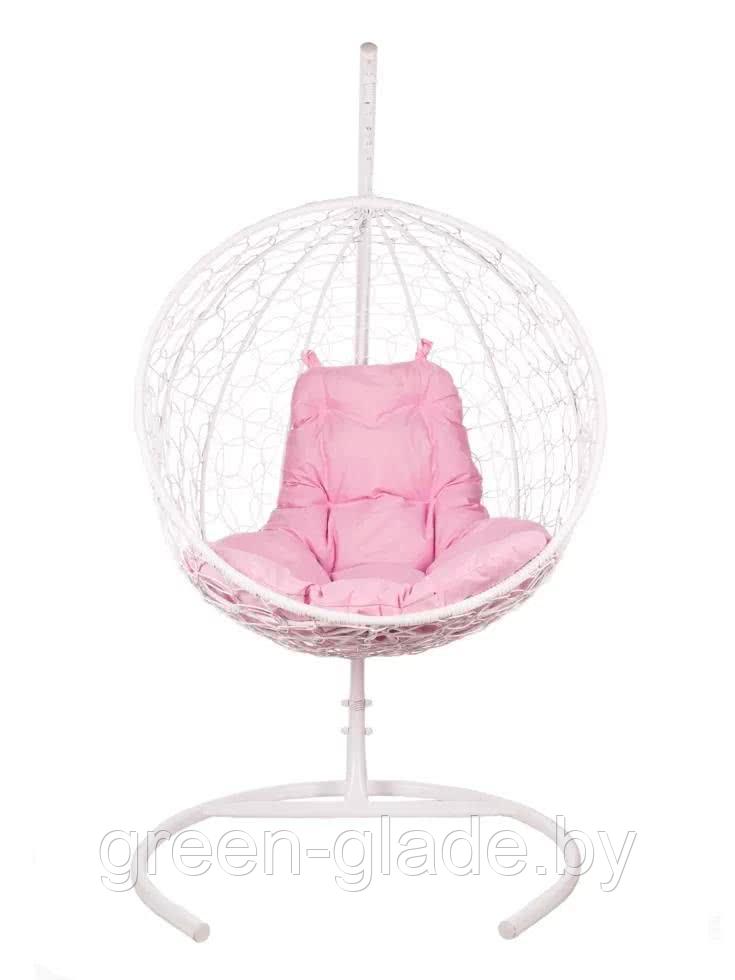 Подвесное кресло BiGarden Kokos каркас белый, подушка Розовая - фото 4 - id-p37143262